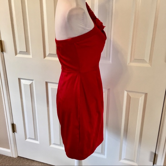 Bisou Bisou Red One Shoulder Cocktail Dress, S - Picture 5 of 12